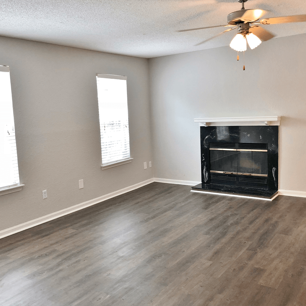 Two Bedroom Two Bath Renovated Living Room with Fireplace